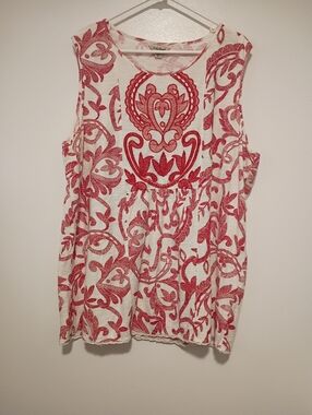 Lucky Brand Women's Size 2X Sleeveless Red/White Shirt